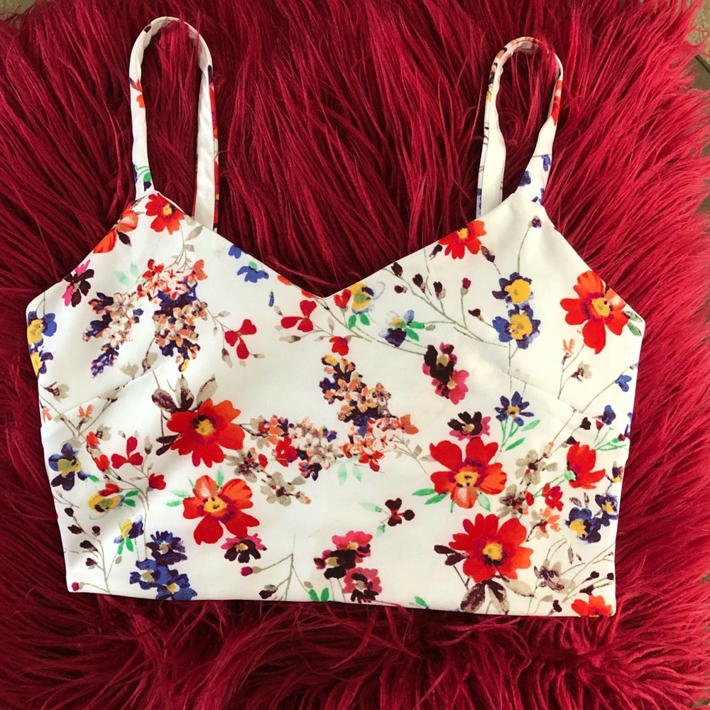 Flowered Halter Crop Top